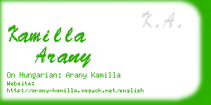 kamilla arany business card
